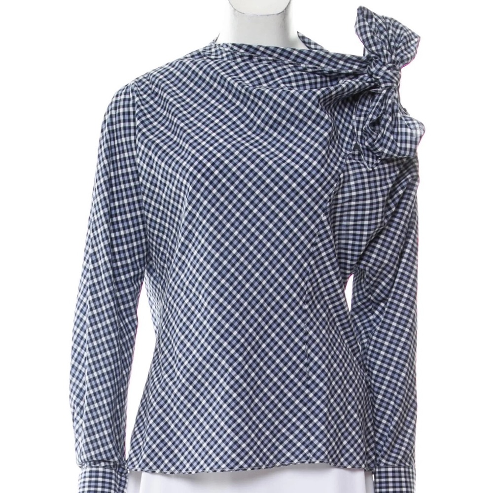 Scanlan Theodore Plaid Print Mock Neck blouse